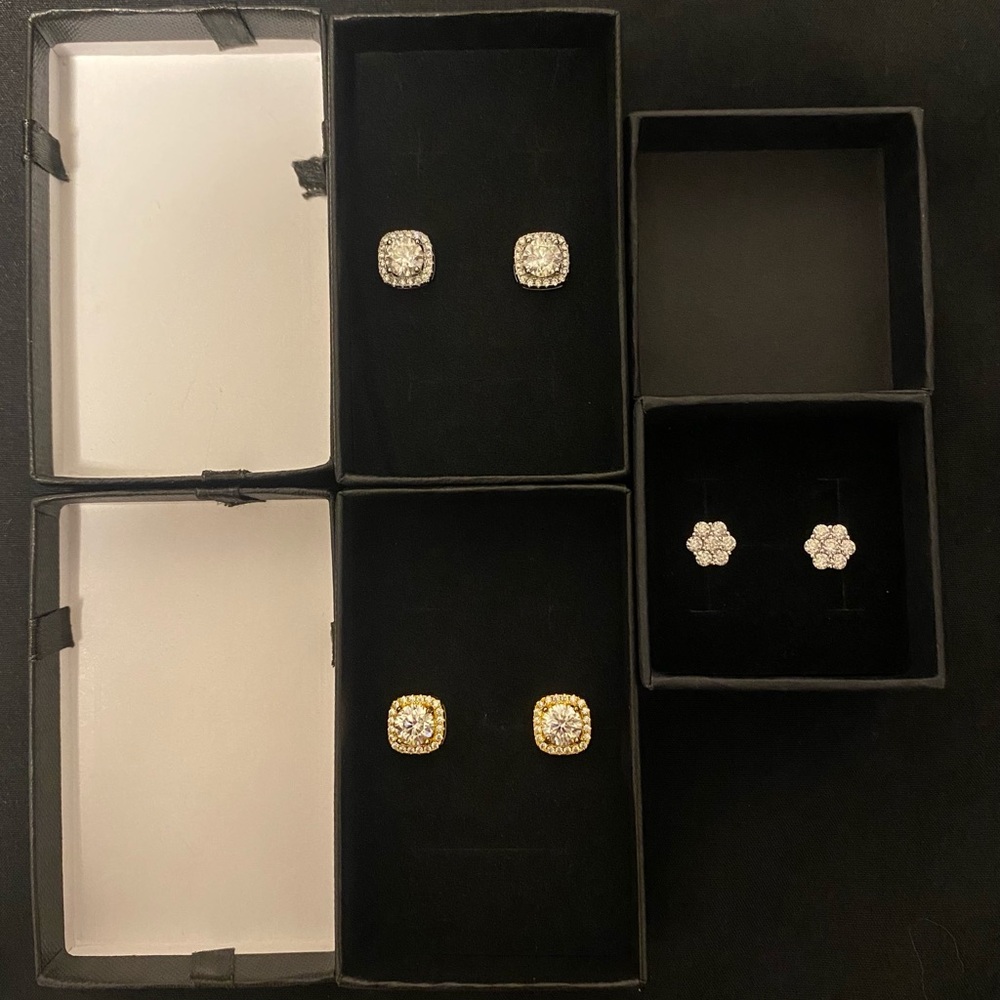 Elegant Gold and Silver Stud Earrings